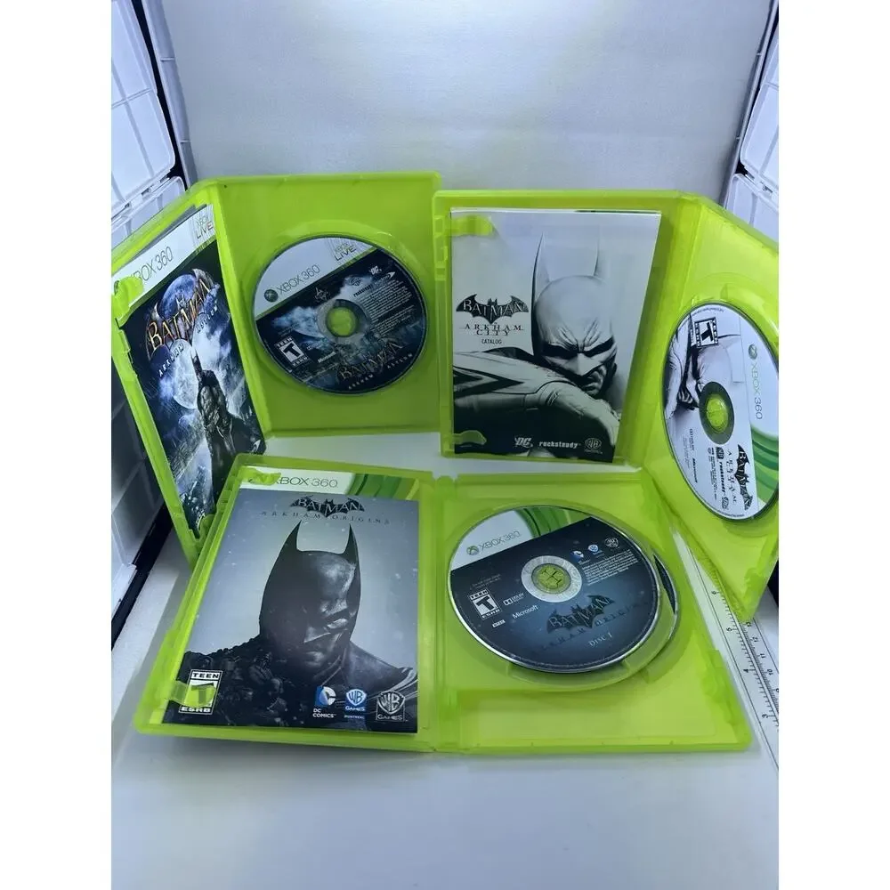 Batman Arkham Trilogy Asylum Origins City Microsoft Xbox 360 Lot of 3 VGC CIB